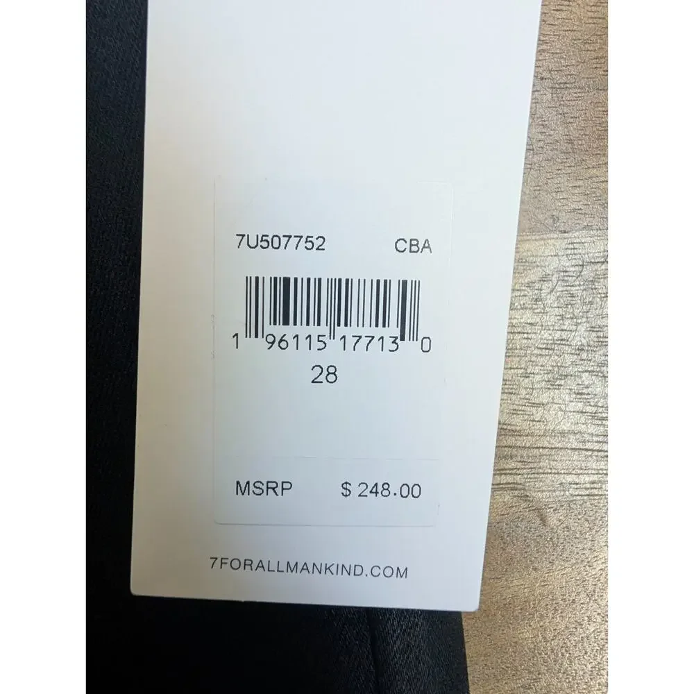 NWT 7 For All Mankind Skinny Boot Coated Jeans Womens 28 Black Denim High Rise